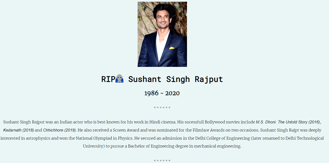 Tribute Page Şablon